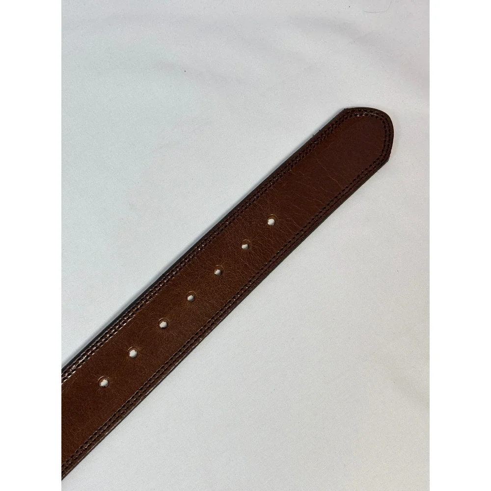 John Deere Mens Brown Leather Belt XL 42-44 Genuine Leather Black Buckle 71201